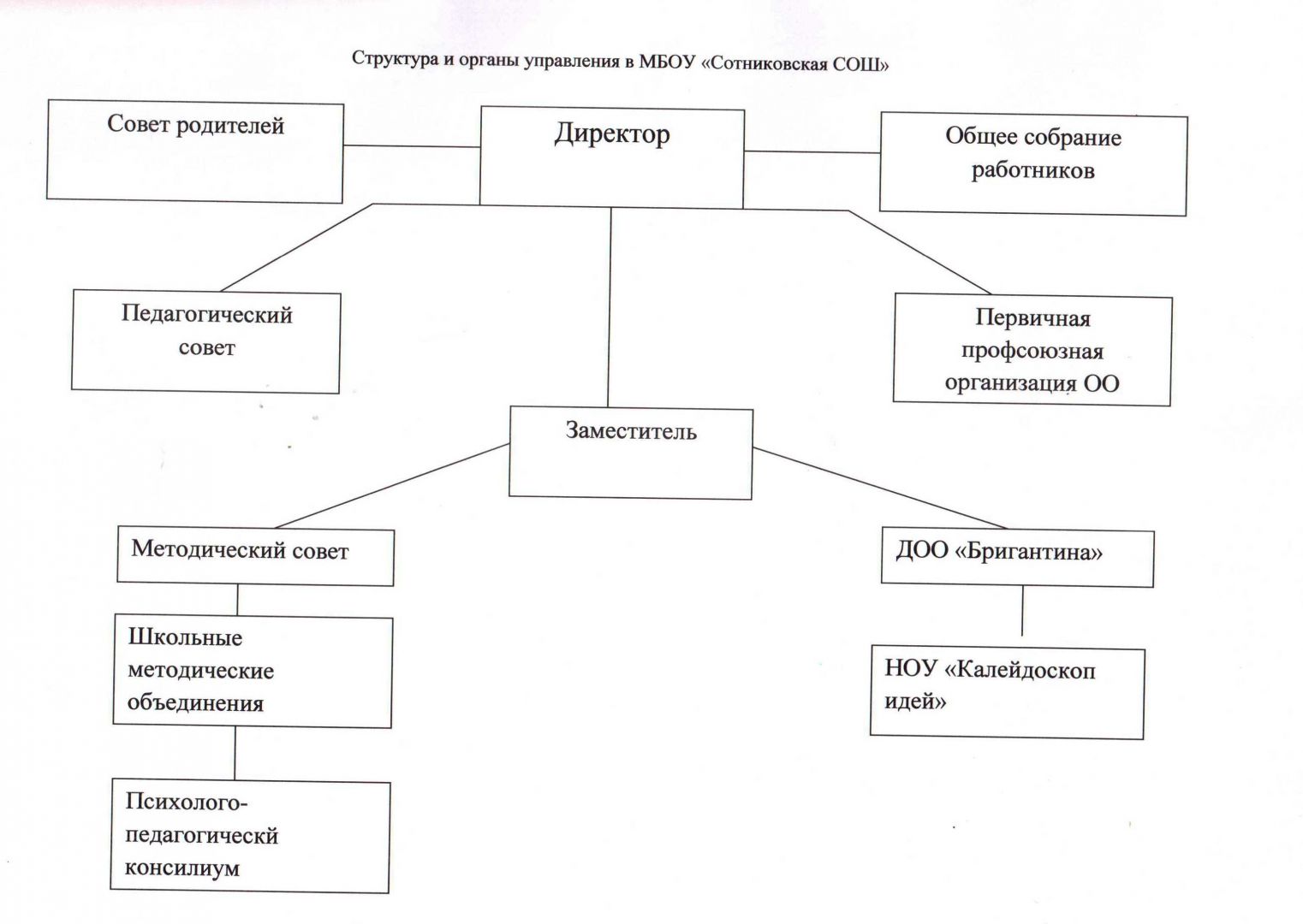 Структура  и органы управления в МБОУ &amp;quot;Сотниковская СОШ&amp;quot;